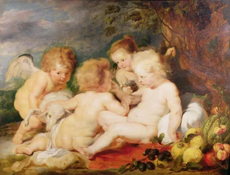 Christ, Saint Jean, un ange et une petite fille
